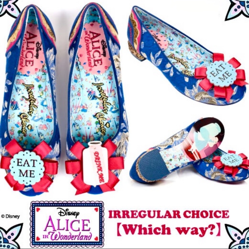 Irregular Choice X Disney Alice in Wonderland ‘Which Way’ ballet flats size 38
